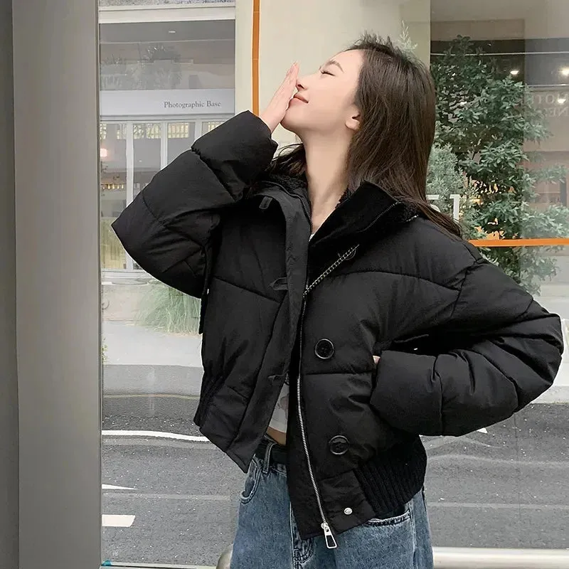 2024 New Style Korean Winter Thicken Warm Jackets Women Puffer Snow Wear Coat Female Stand Collar Down Cotton Padded Clothes