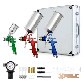 3 HVLP Auto Paint Car Primer Air Spray Gun Kit