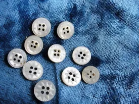 ANTIQUE Victorian Tiny Carved Mother of Pearl Buttons, Set of 12, Perfect For Dolls, Baby Clothes, Fine Heirloom Sewing, Collectible Buttons