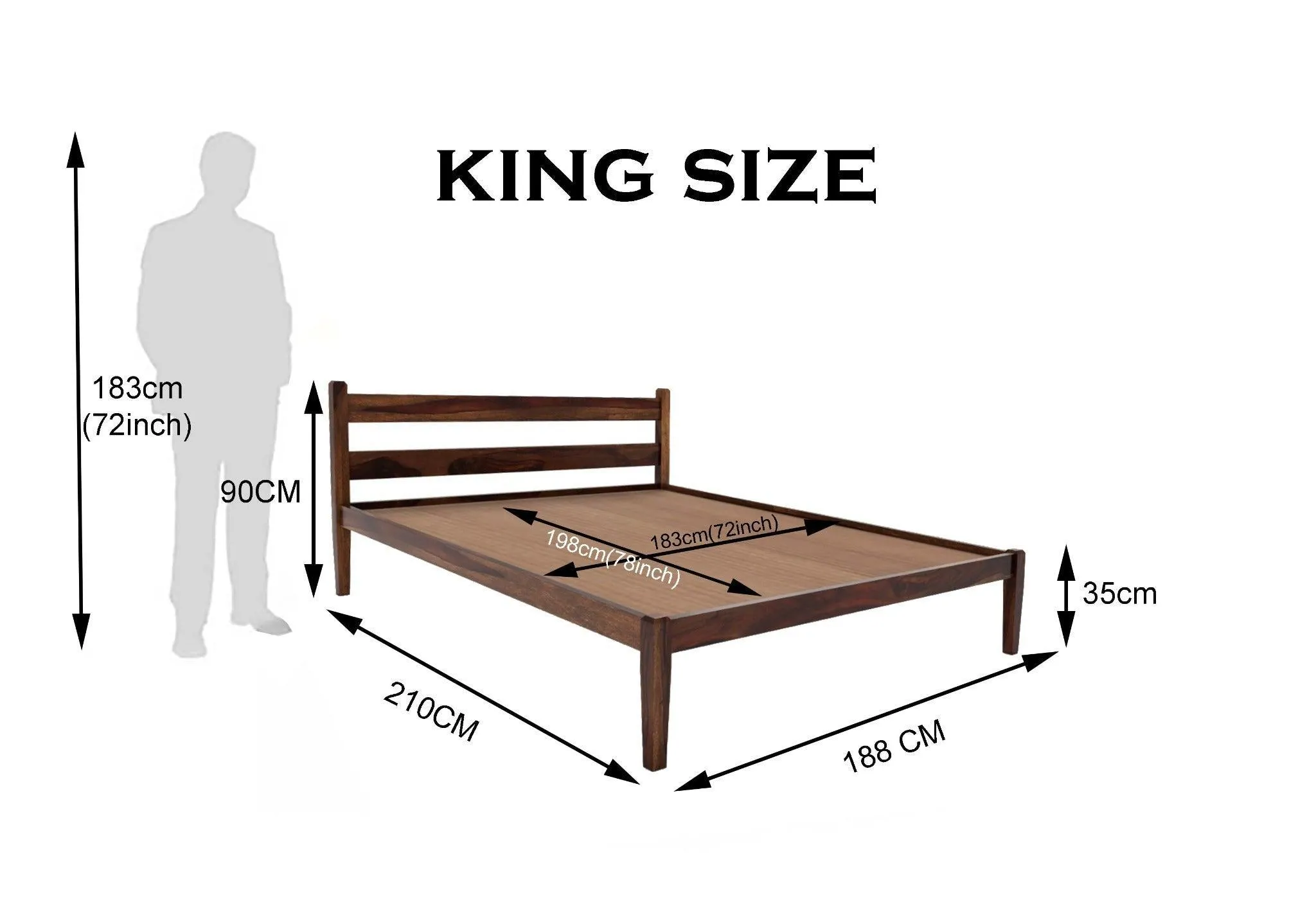 Awana King Size Bed Sheesham Wood (Honey Finish)