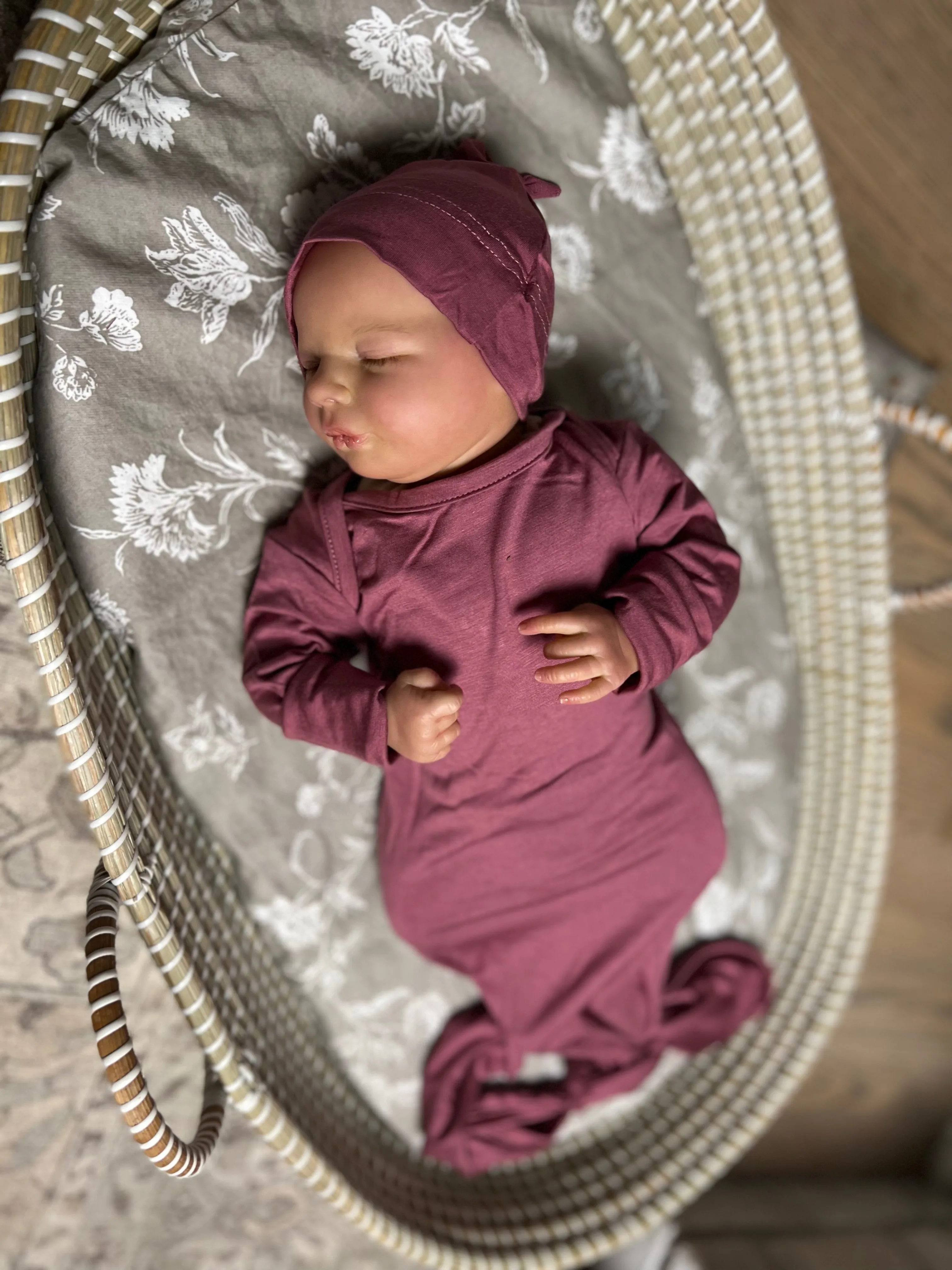 Baby Knot Gown Set: Dusty Rose