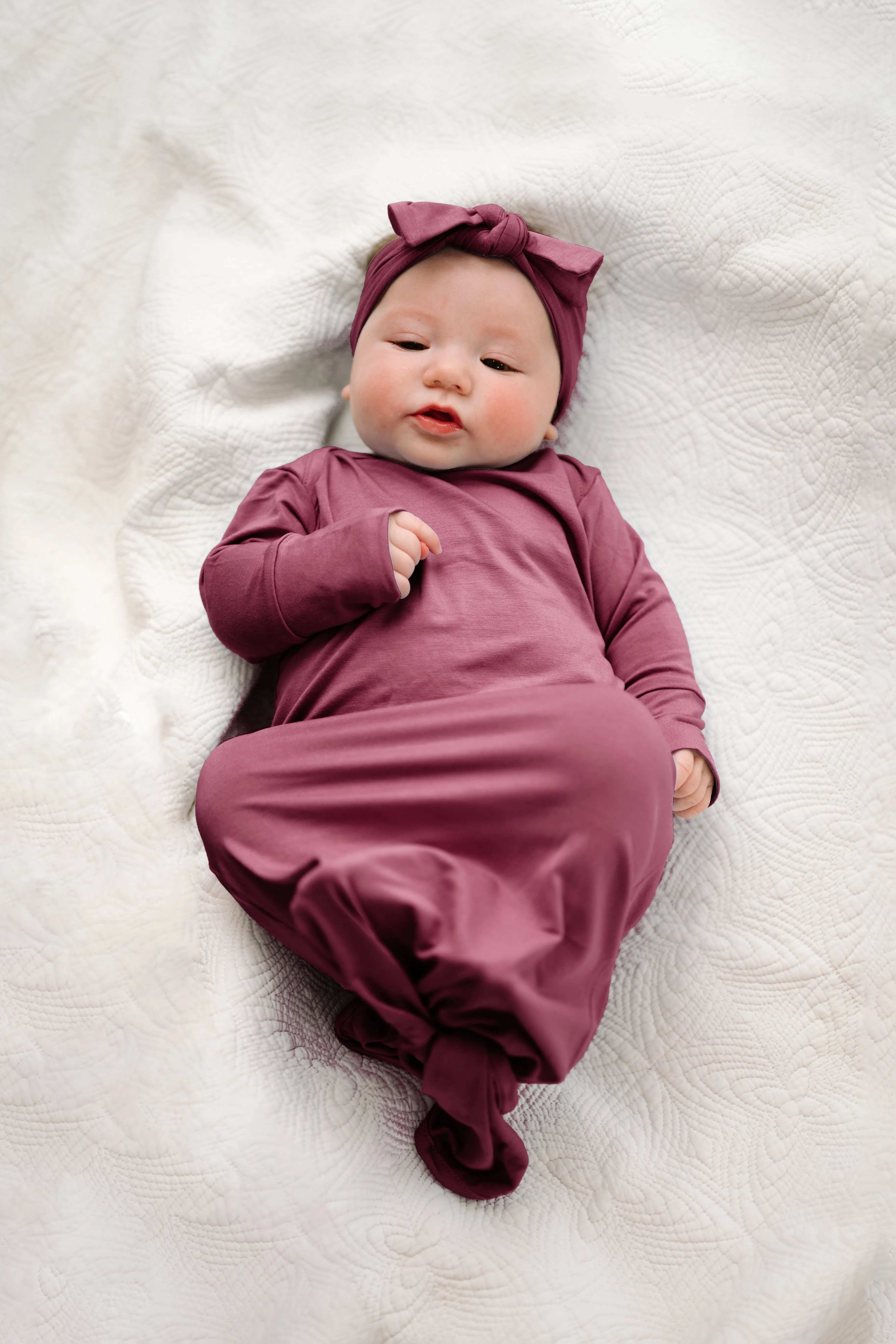 Baby Knot Gown Set: Dusty Rose