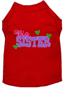 Big Sister Screen Print Dog Shirt Red Med