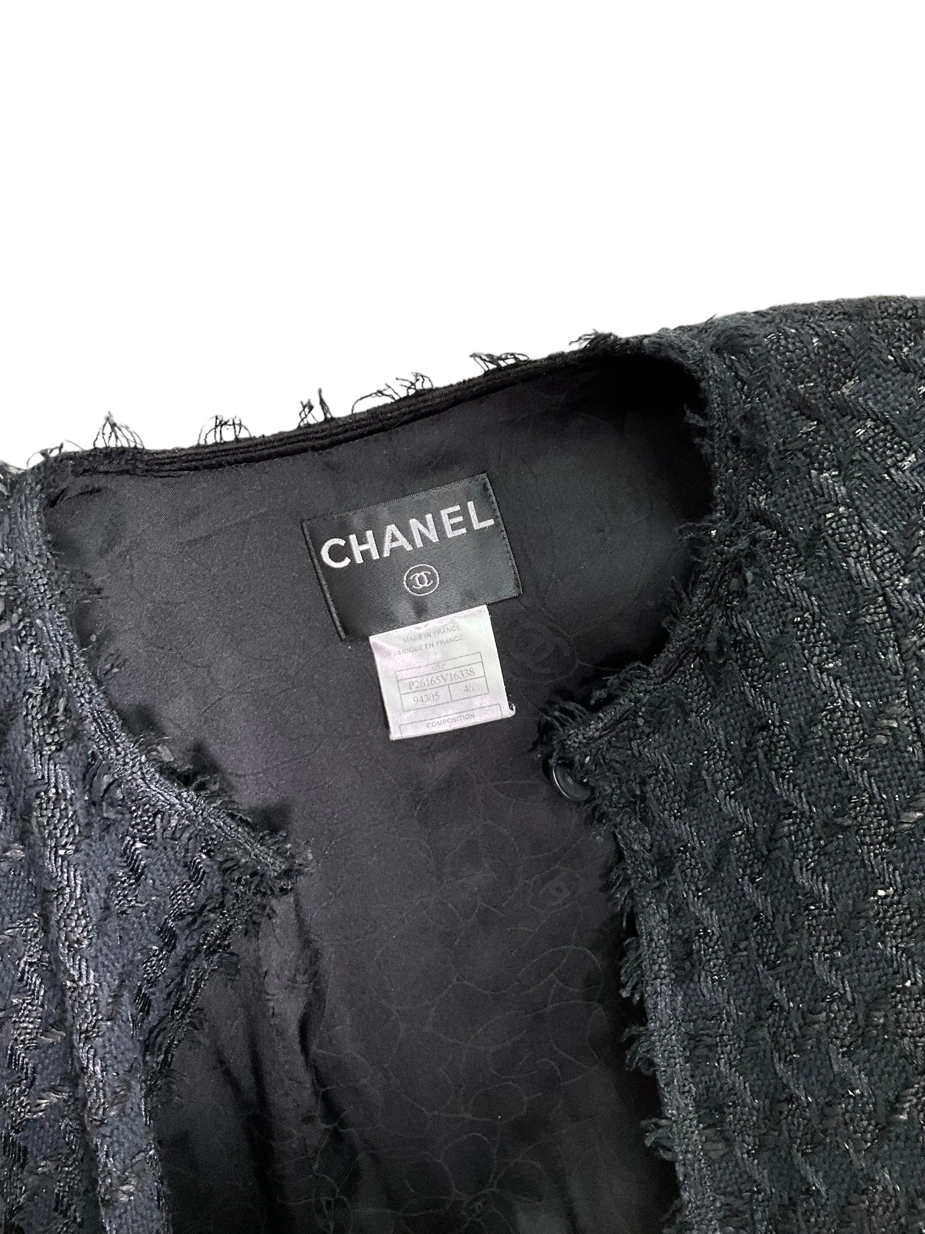 CHANEL 05P Tweed Open Front Jacket Size L