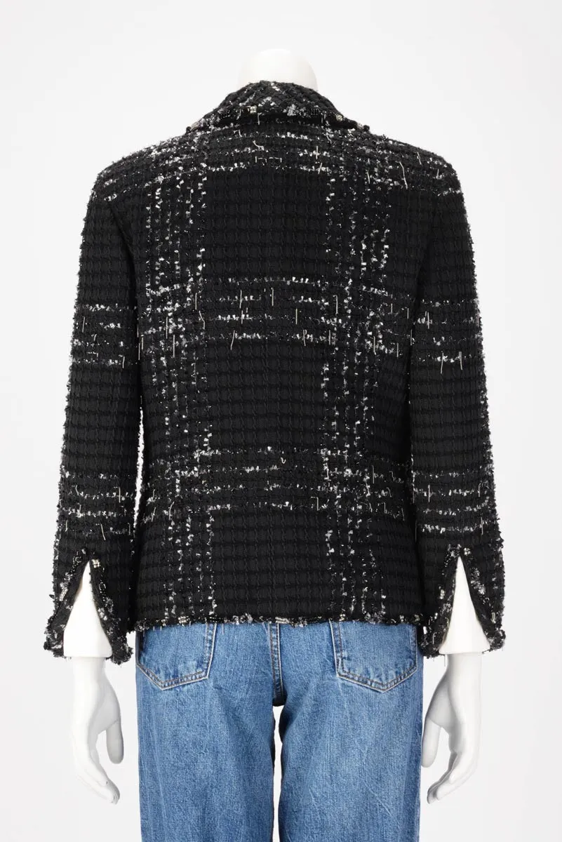 Chanel Black Tweed Embellished Jacket FR 42