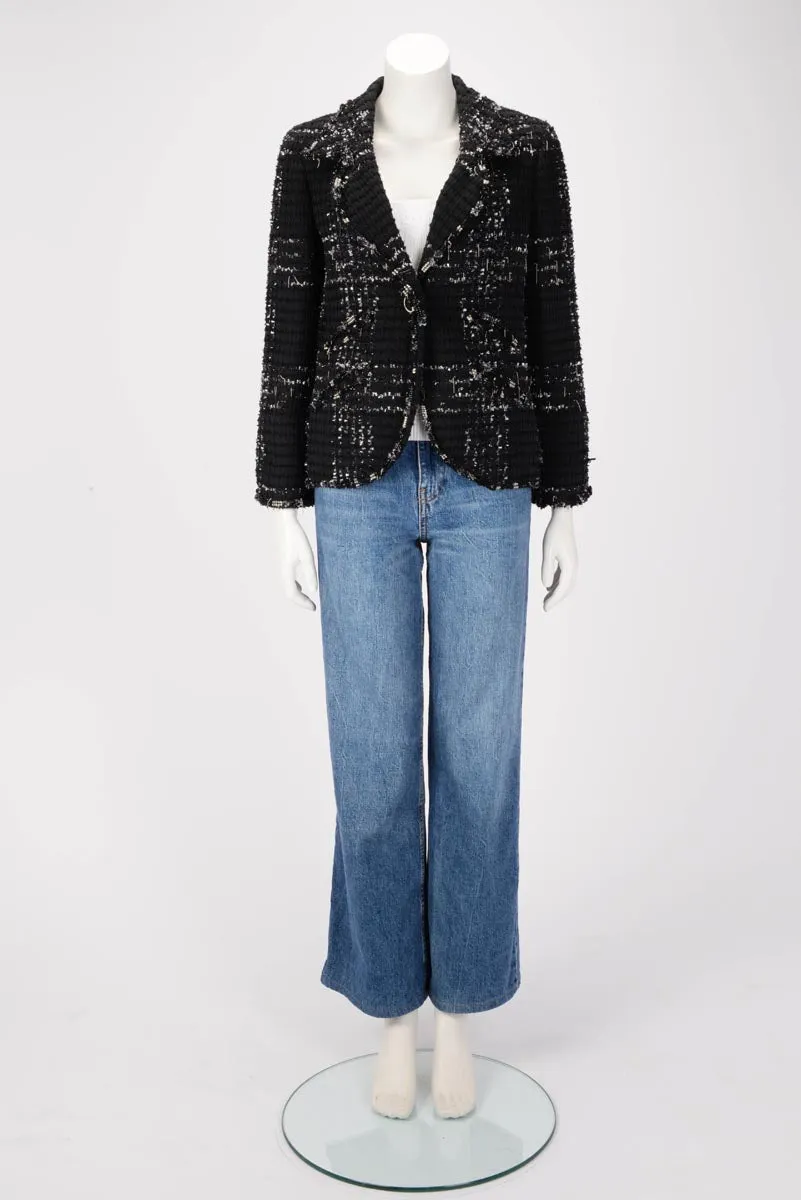 Chanel Black Tweed Embellished Jacket FR 42