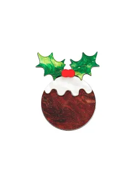 Christmas Pudding Brooch - Glitter