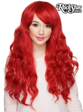 Classic Crimson Red Deluxe Womens Wavy Wig