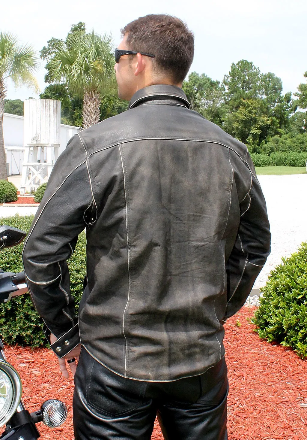 Classic Vintage Leather Shirt - Jean Style #MSA9012N ()