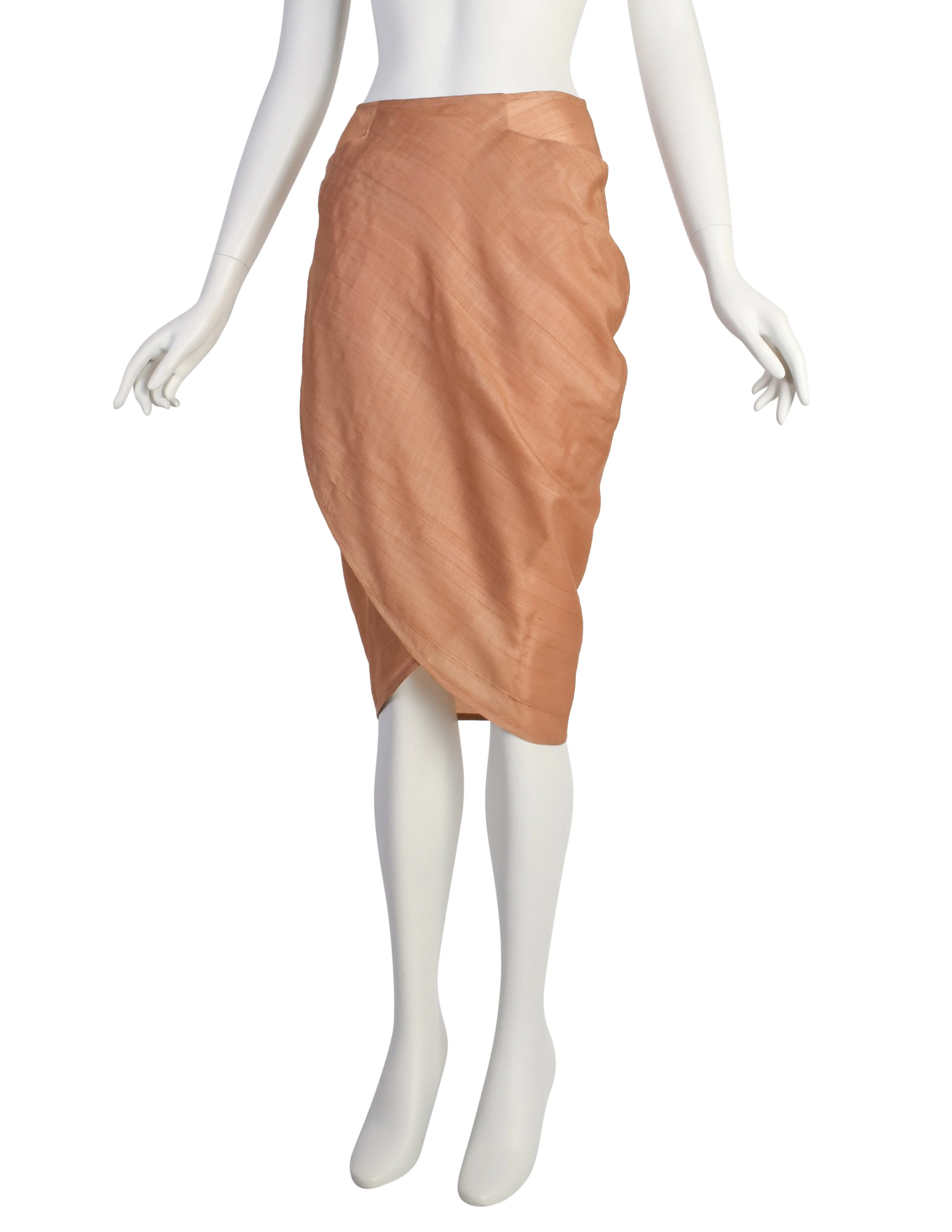 Costume National Vintage SS 1987 Peach Sorbet Silk Tulip Skirt