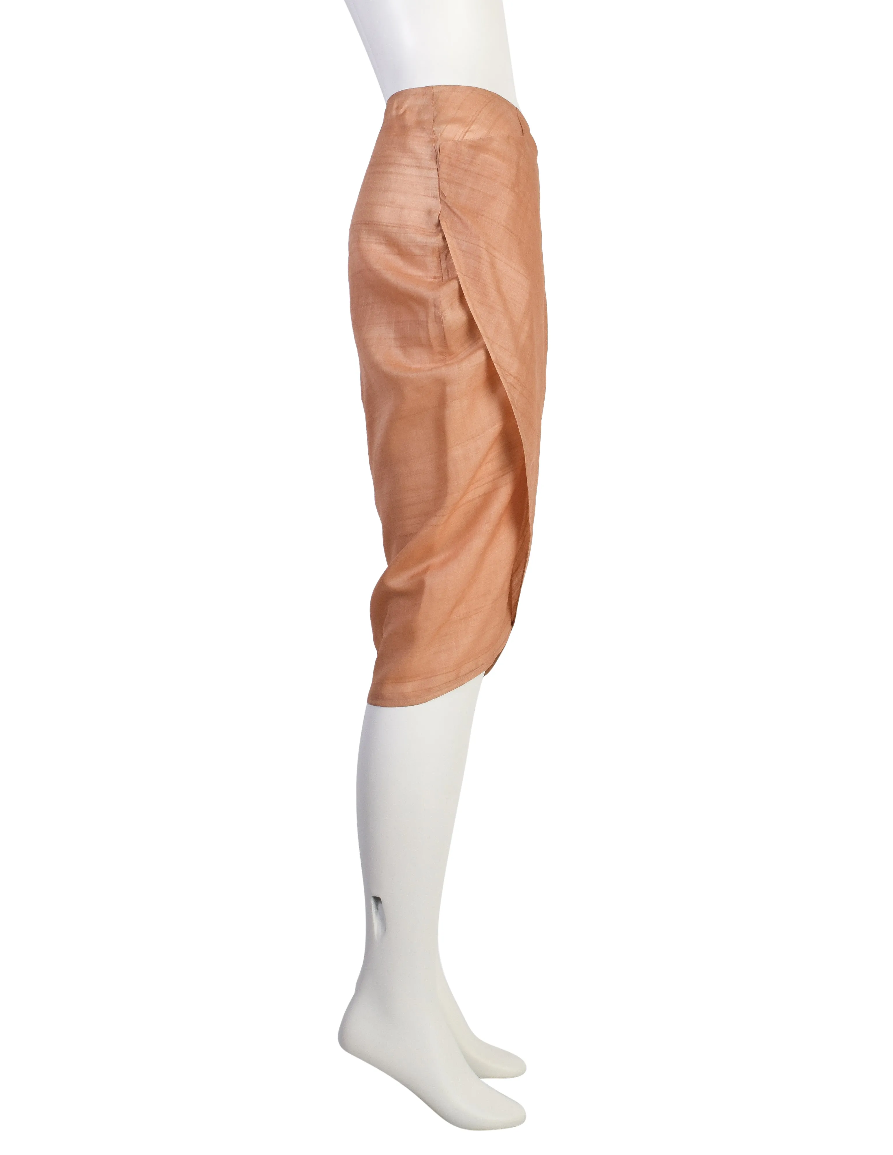 Costume National Vintage SS 1987 Peach Sorbet Silk Tulip Skirt