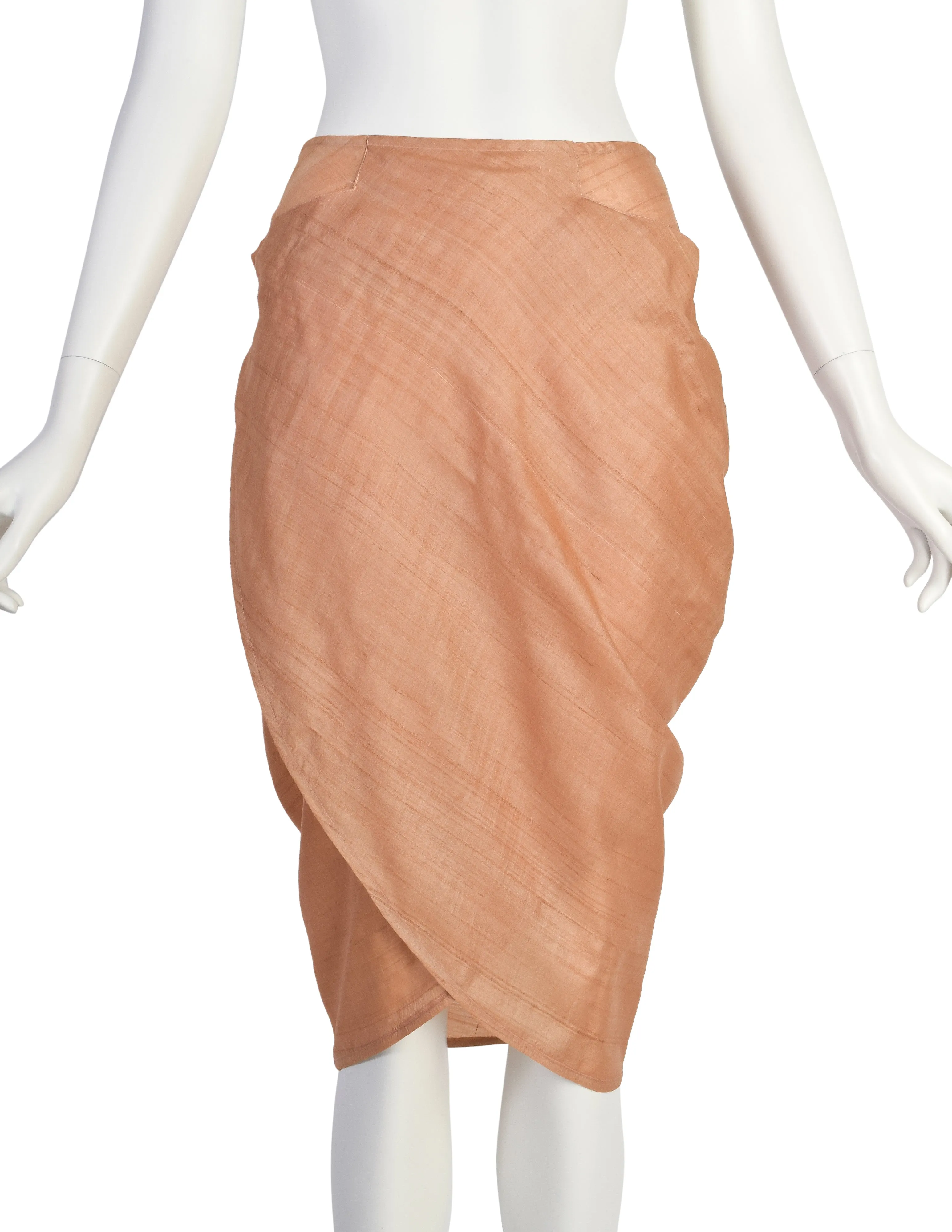 Costume National Vintage SS 1987 Peach Sorbet Silk Tulip Skirt