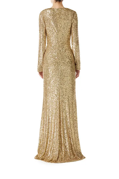 Deep V-Neck Sequin Gown