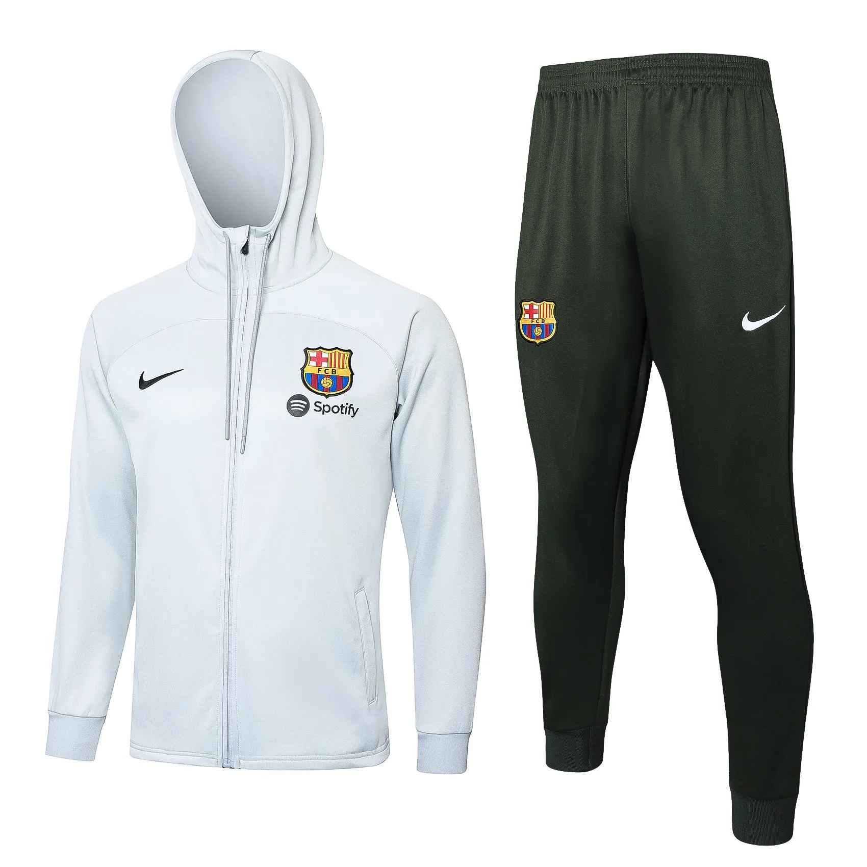 FC Barcelona White and Dark Green Tracksuit