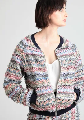 Feathered Melange novelty cotton bomber jacket