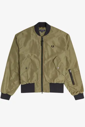 Fred Perry Contrast Rib Bomber Jacket - Sage