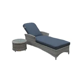 Fremont Outdoor Sunlounge with Side Table | Castle Grey Wicker