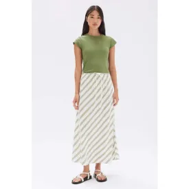 Isola Stripe Skirt | Pandan & Antique White