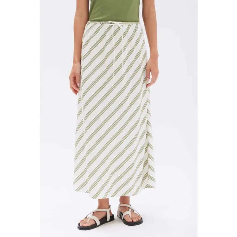 Isola Stripe Skirt | Pandan & Antique White