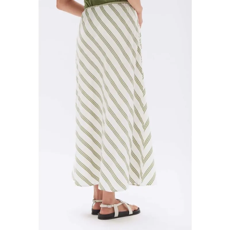 Isola Stripe Skirt | Pandan & Antique White