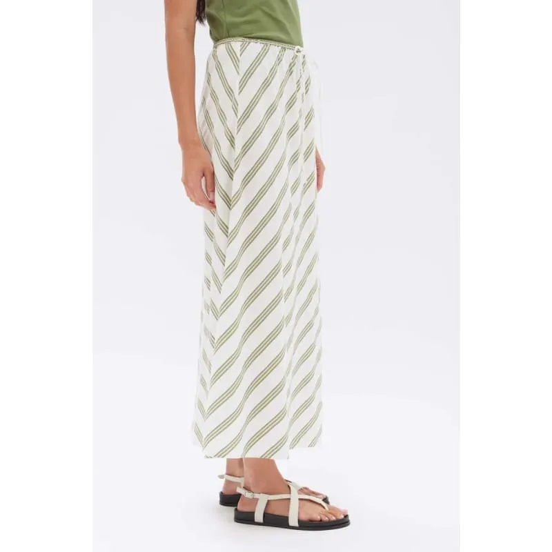 Isola Stripe Skirt | Pandan & Antique White