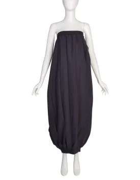 Jean Paul Gaultier Vintage 1980s Charcoal Black Wool Convertible Pleated Bubble Dress Skirt