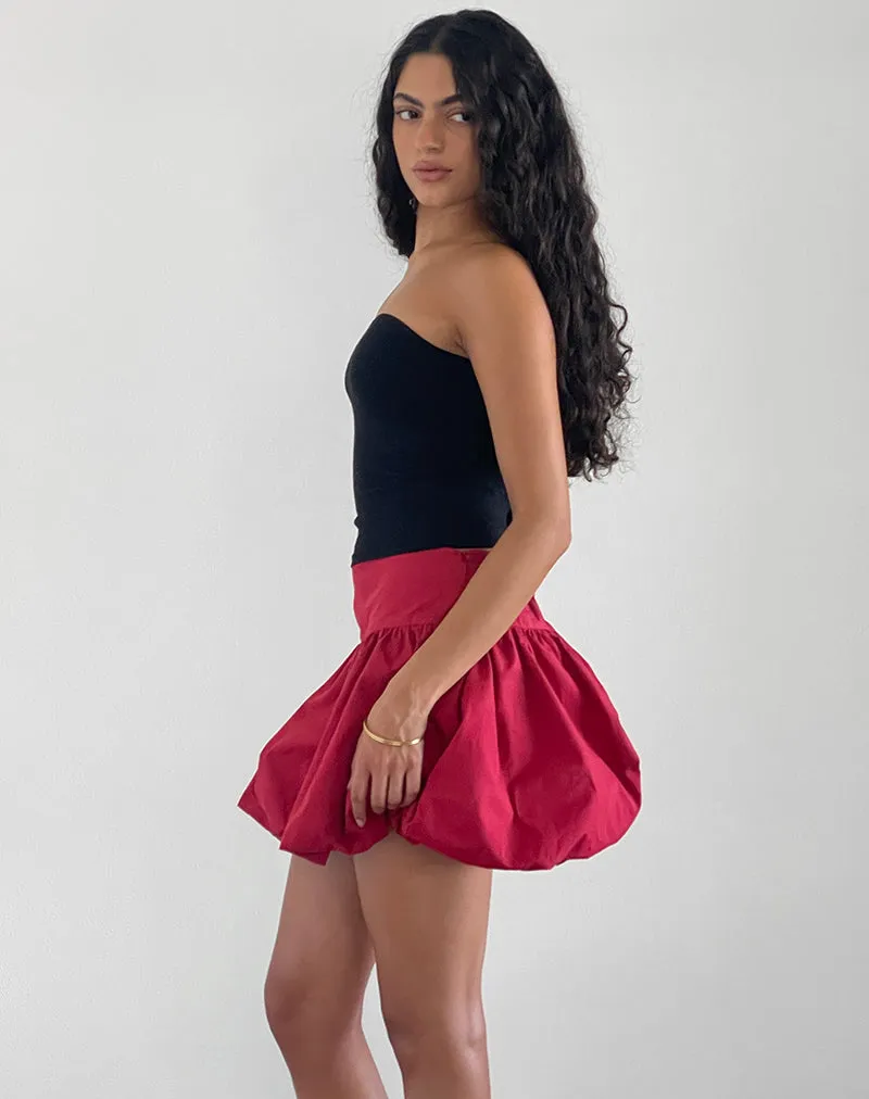 Kiyowo Puffball Mini Skirt in Adrenaline Red