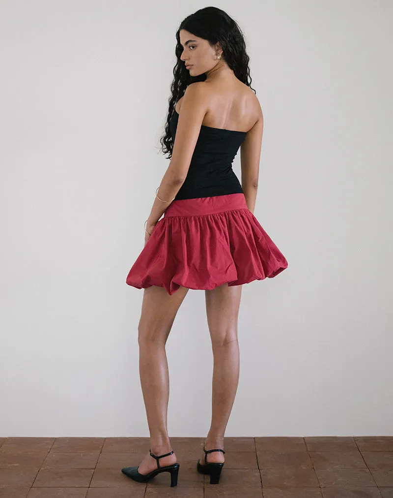 Kiyowo Puffball Mini Skirt in Adrenaline Red