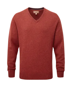 Lewis Lambswool V Neck Jumper - Deep Red