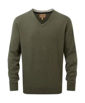 Lewis Lambswool V Neck Jumper - Woodland