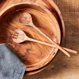 Long Handcrafted Acacia Wood Salad Servers