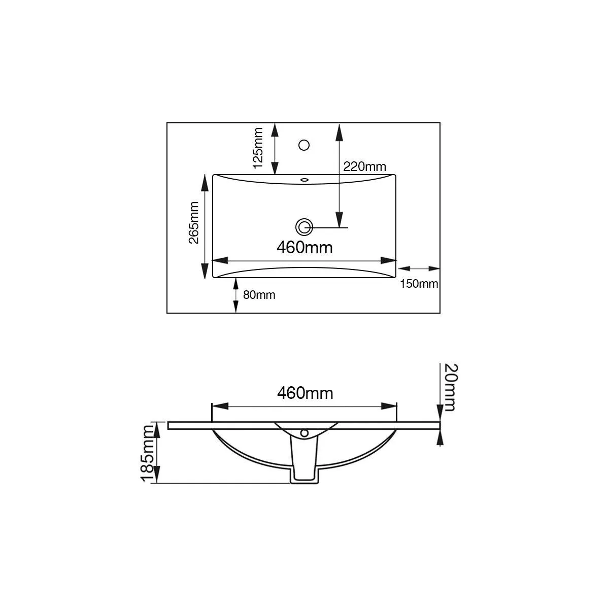 Mirage 750mm Ceramic Vanity Top