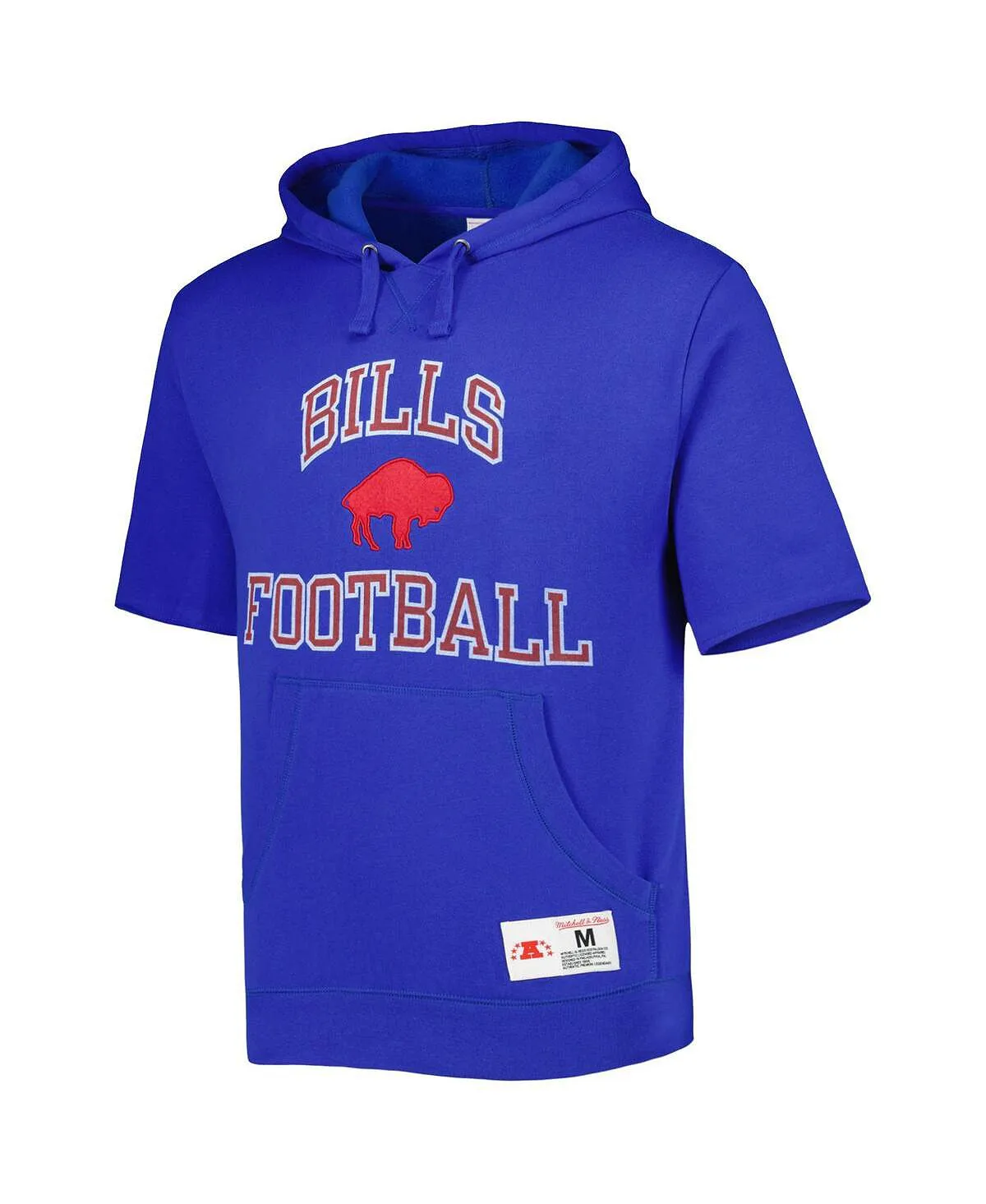 Mitchell & Ness Men's Washed Short Sleeve Royal Buffalo Bills Hooded Sweatshirt