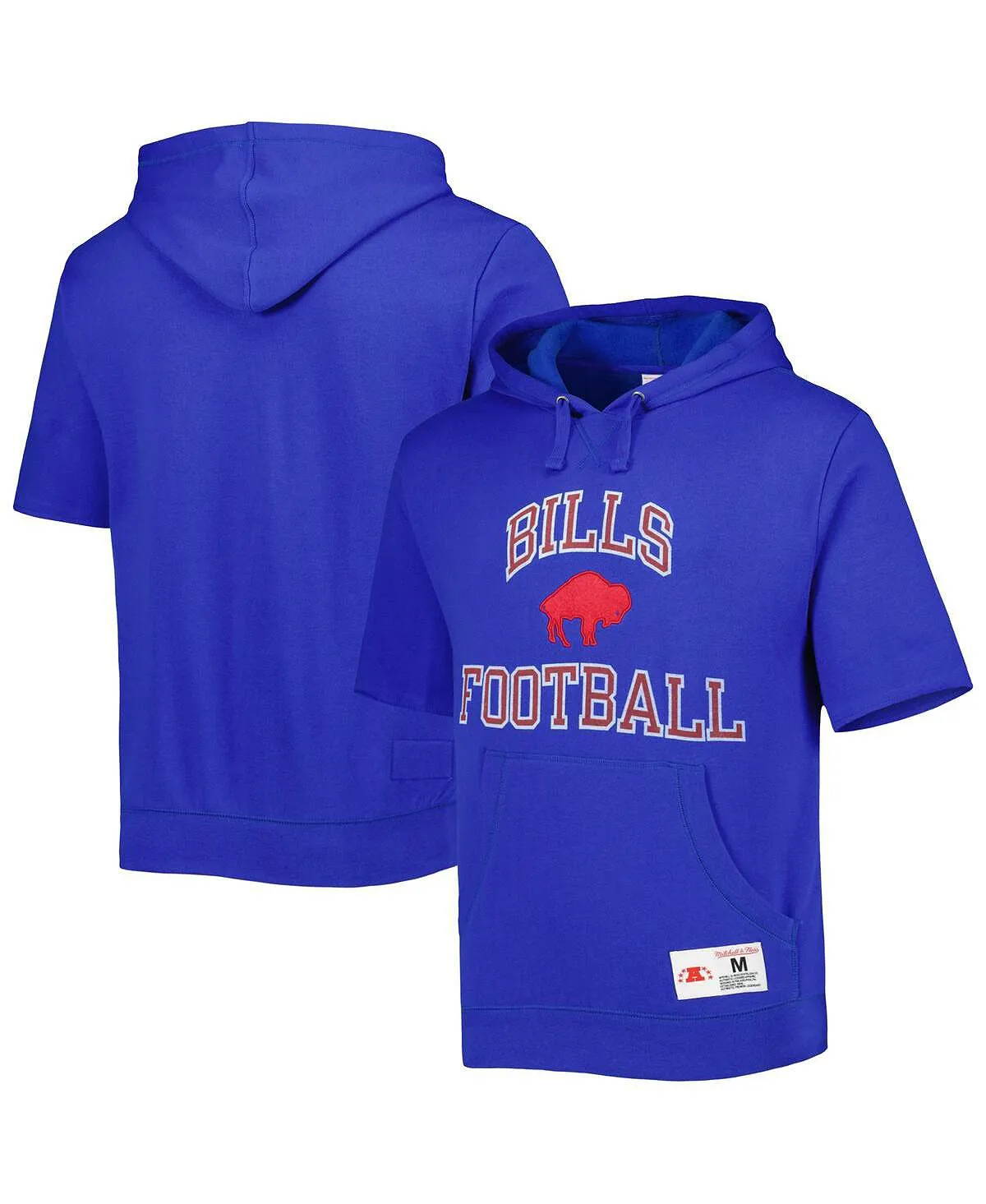 Mitchell & Ness Men's Washed Short Sleeve Royal Buffalo Bills Hooded Sweatshirt