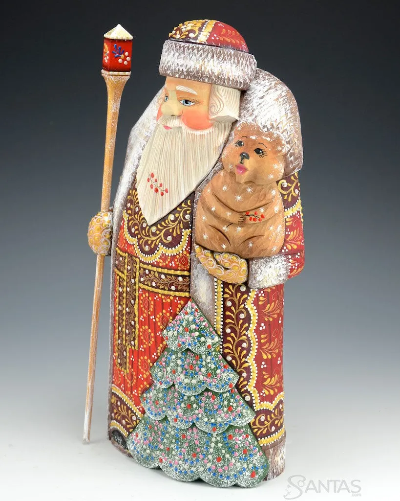 Ornate Russian Santa with Tree and Bear Cub