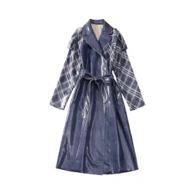 Pre Order:  Stripes Semi Glossy Lace-Up Overcoat