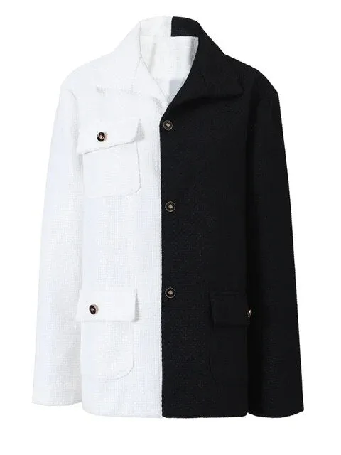 Pre Order:  Trio Pockets Half-and-Half Woolen Jacket