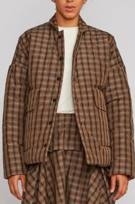 Shosh Brown Plaid Puffer Jacket