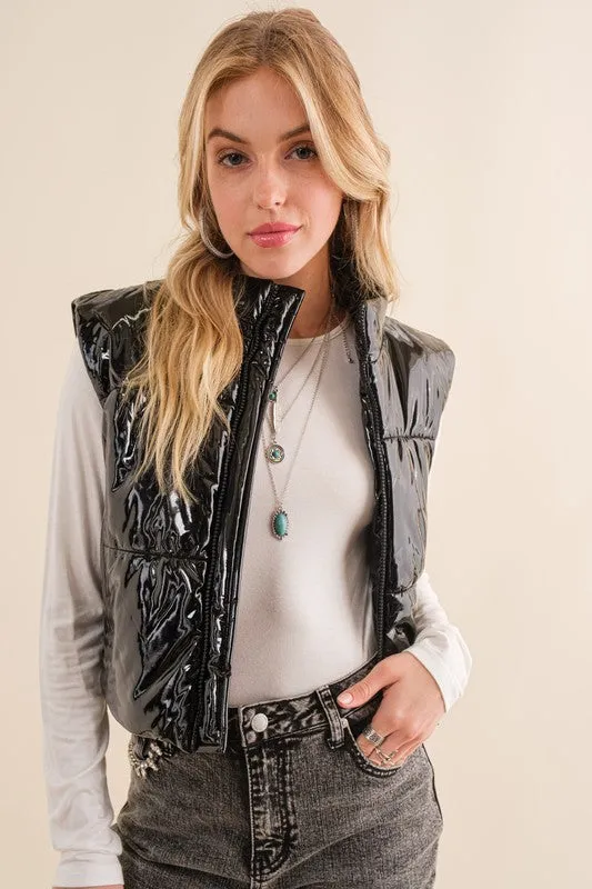 TEEK - Gloss Quilted Puffer Crop Vest