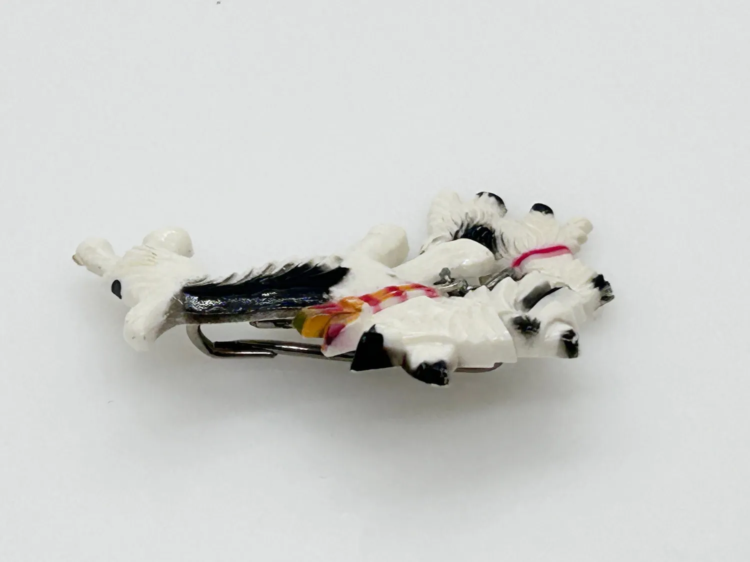 Vintage Celluloid White and Black Terrier and Puppy Pin