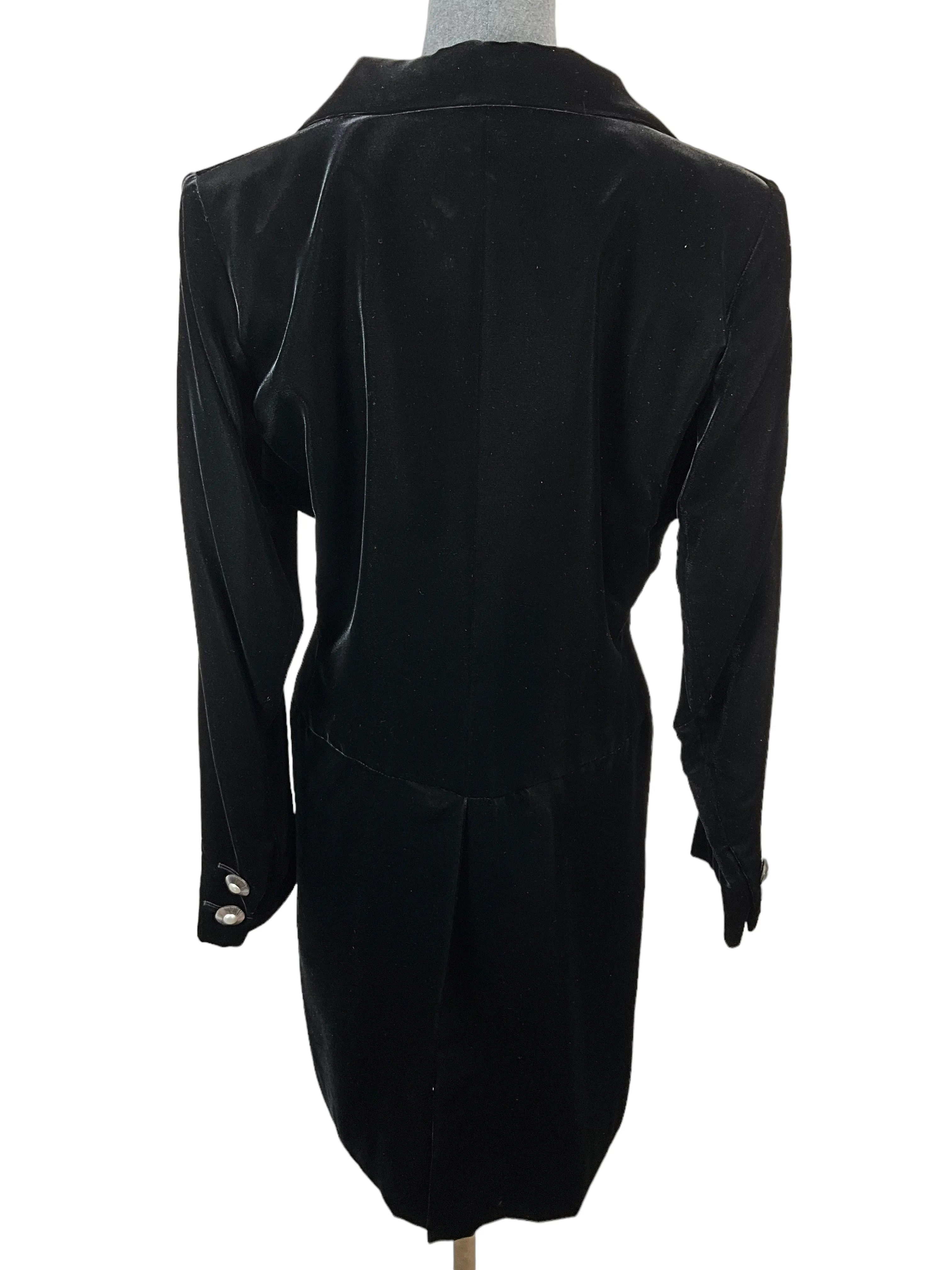 Vintage Yves Saint Laurent Black Velvet Tailcoat Size 10