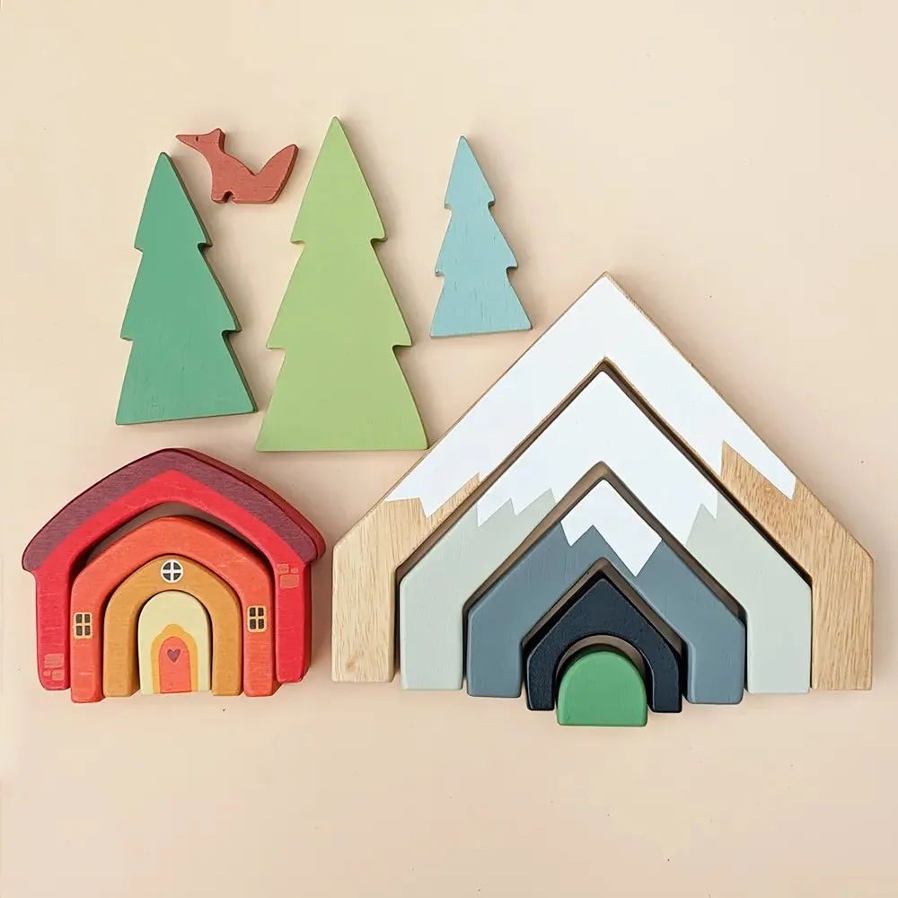 Wooden Fir Tops Tree Set